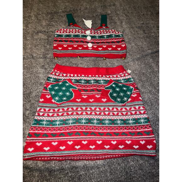 Ugly Christmas Sweater Sweaters - Ugly Christmas Sweater Xmas Size Large Skirt Crop Top